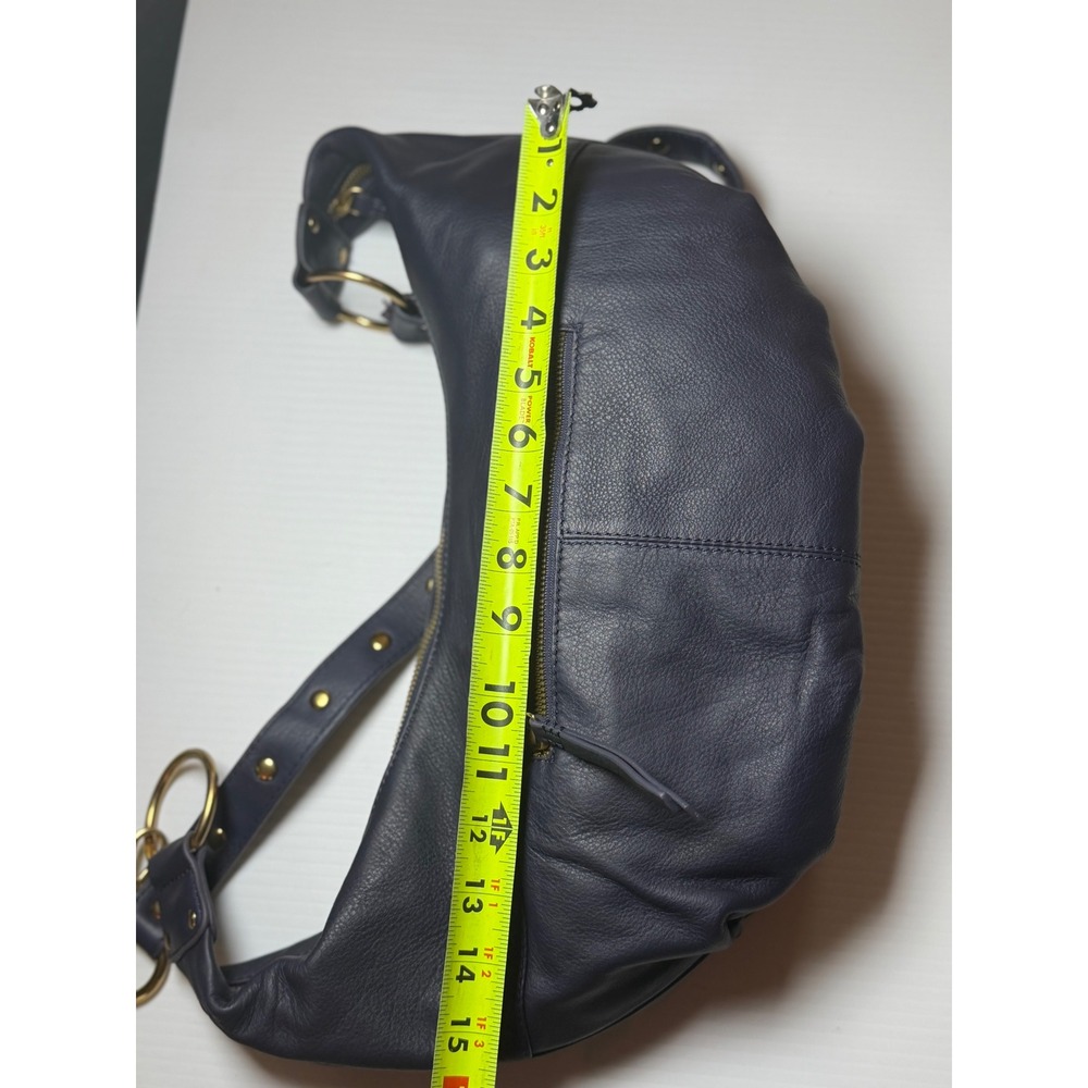 American Leather Co Notting Hill Convertible Crossbody Dark Navy Blue Hobo Bag - Picture 6 of 8